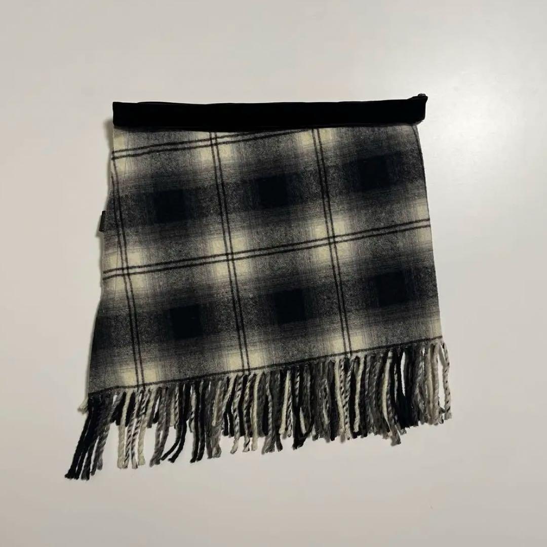 07AW NUMBER (N)INE 巻きスカート オンブレチェック フリンジ