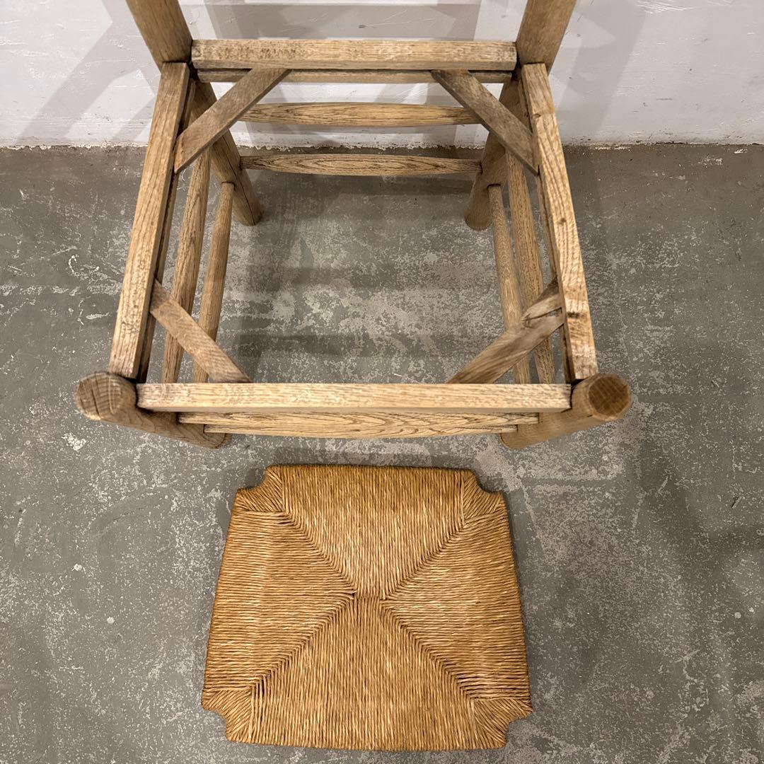 ヴィンテージ　ダイニングチェア　カフェチェア　藁座面　剥離　2