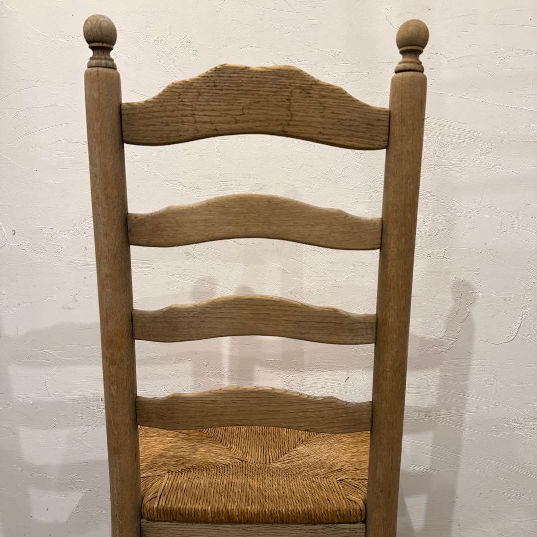 ヴィンテージ　ダイニングチェア　カフェチェア　藁座面　剥離　2