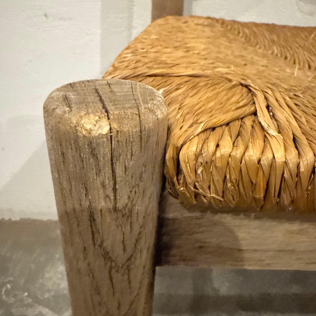 ヴィンテージ　ダイニングチェア　カフェチェア　藁座面　剥離　2