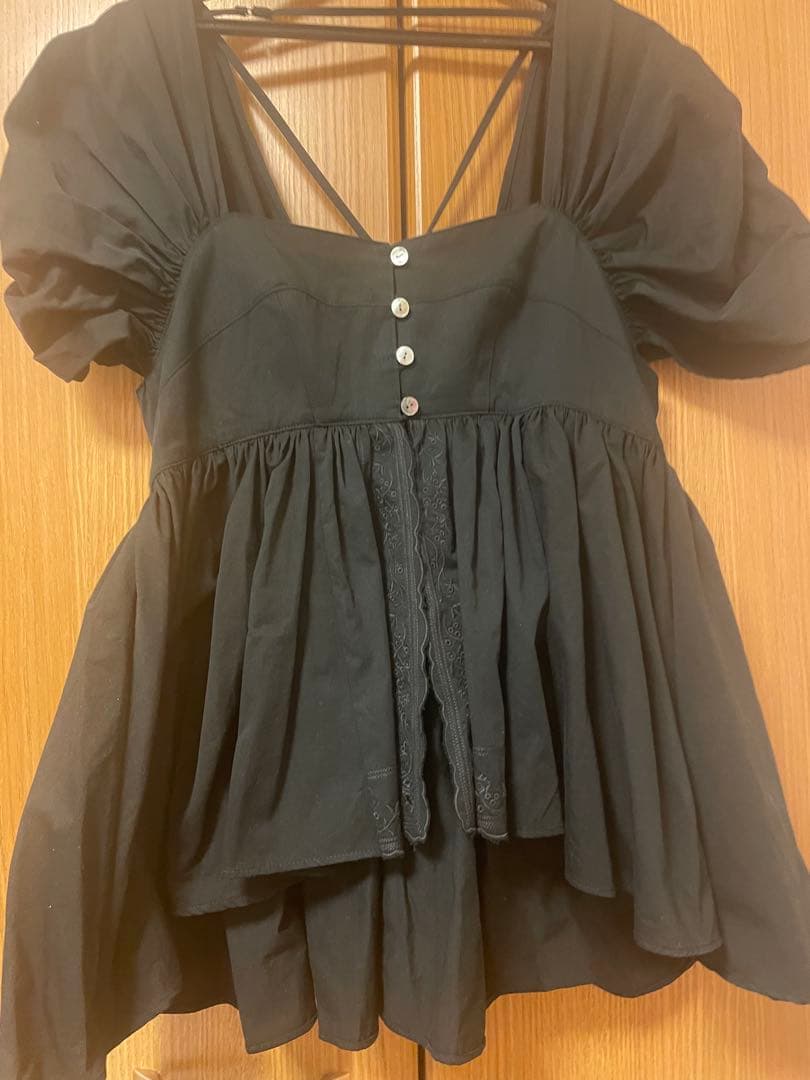 fetico オープンギャザーオーガニックコットントップ