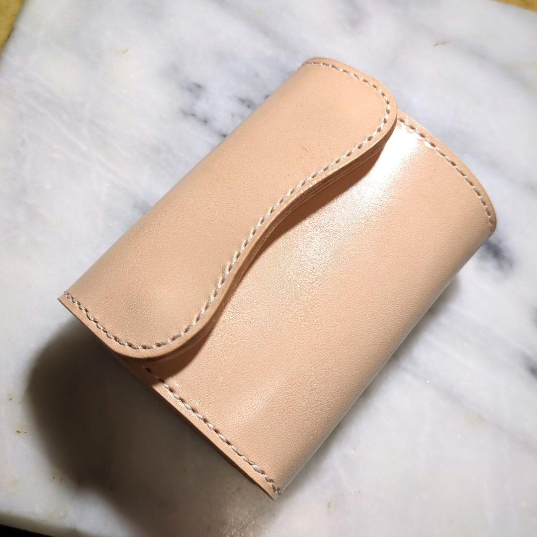 姫路ヌメ革 2つ折り財布 ショートウォレット ハンドメイド キナリ 新品 本革