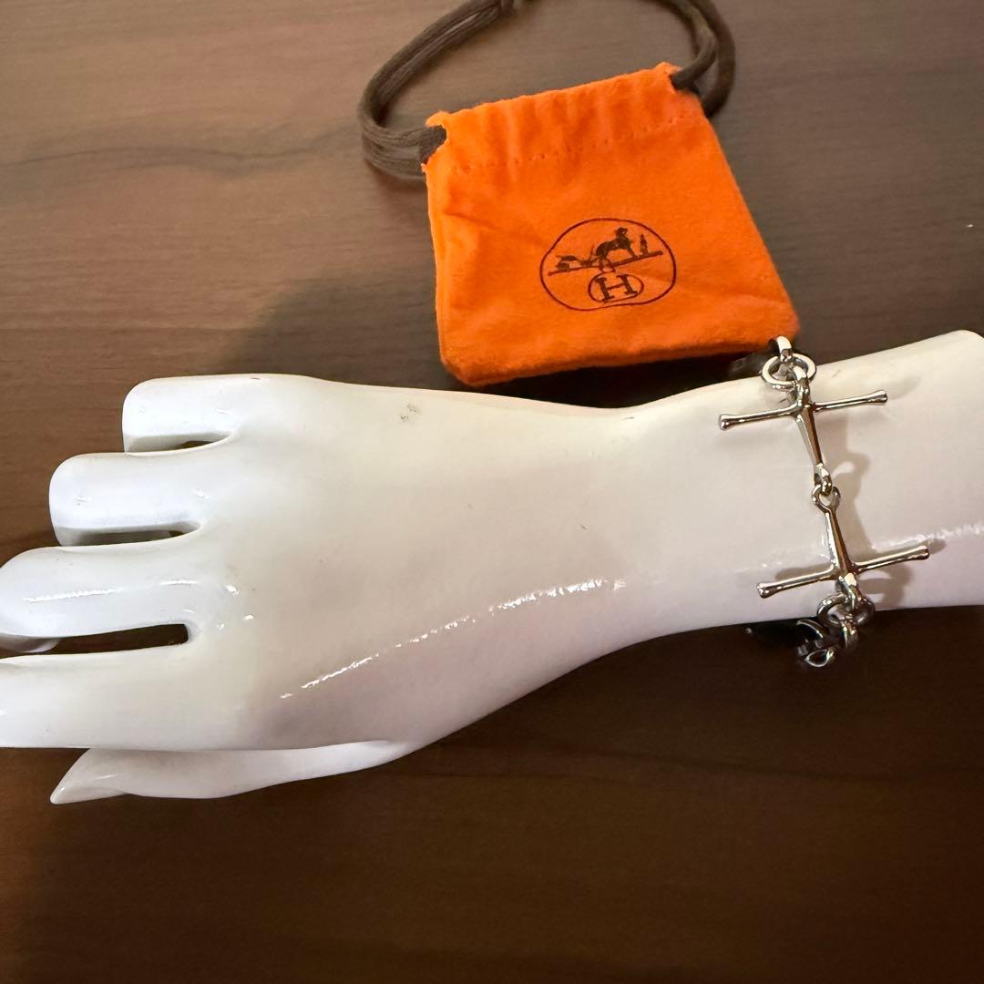 HERMES エルメス バッファローホーン シルバー Hチャーム ブレスレット