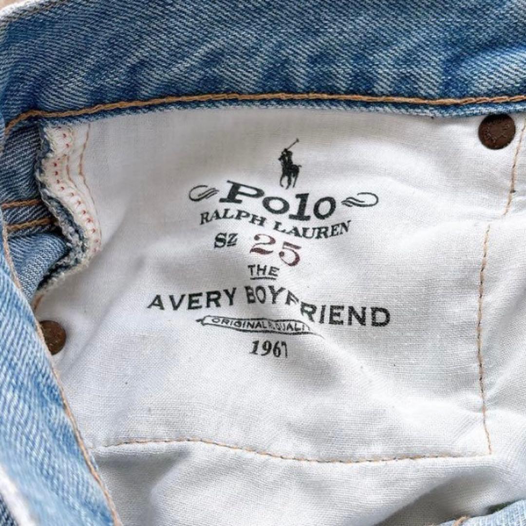 【本日お値引】ポロ　パッチワーク　デニム　ボーイフレンドジーンズ　ロゴ入り　25