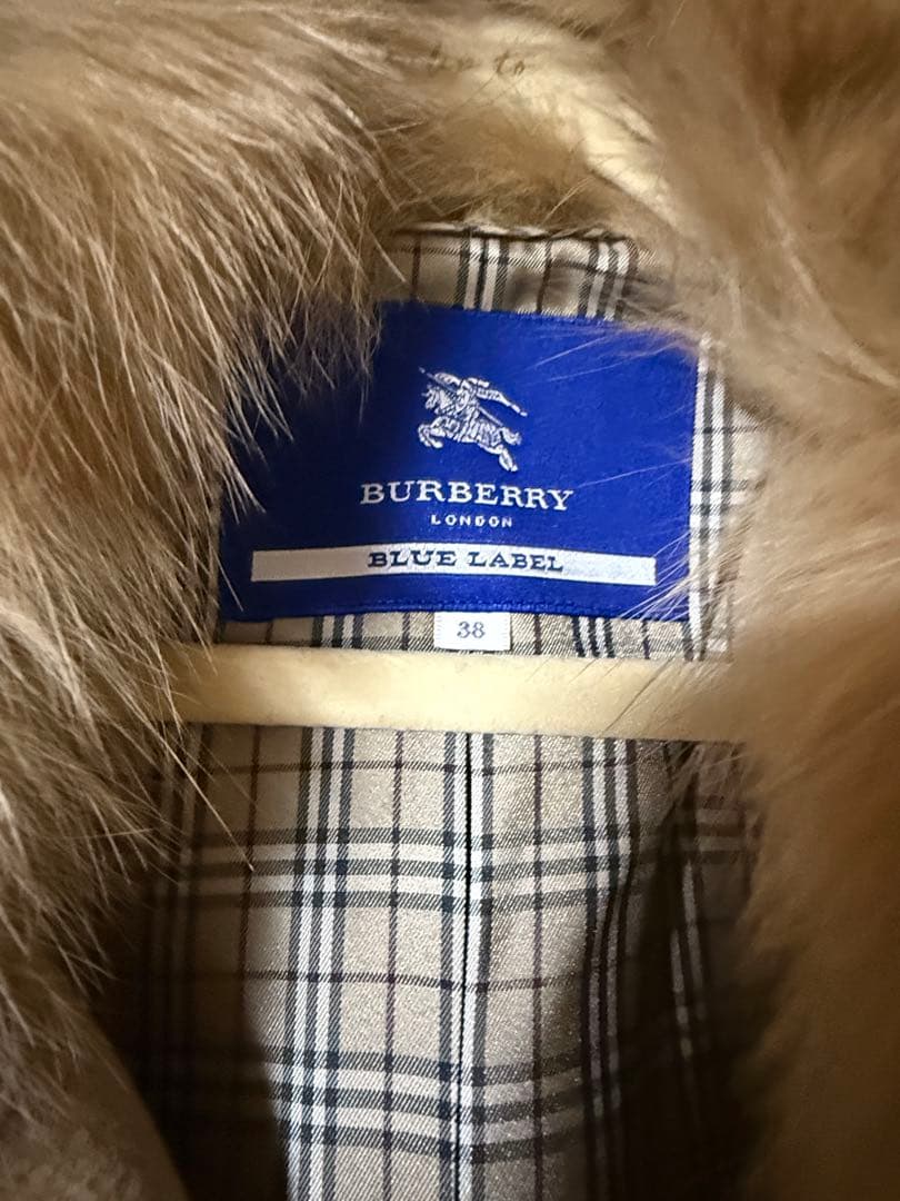 美品Burberry Bluelabel フォックスファーアンゴラロングコート
