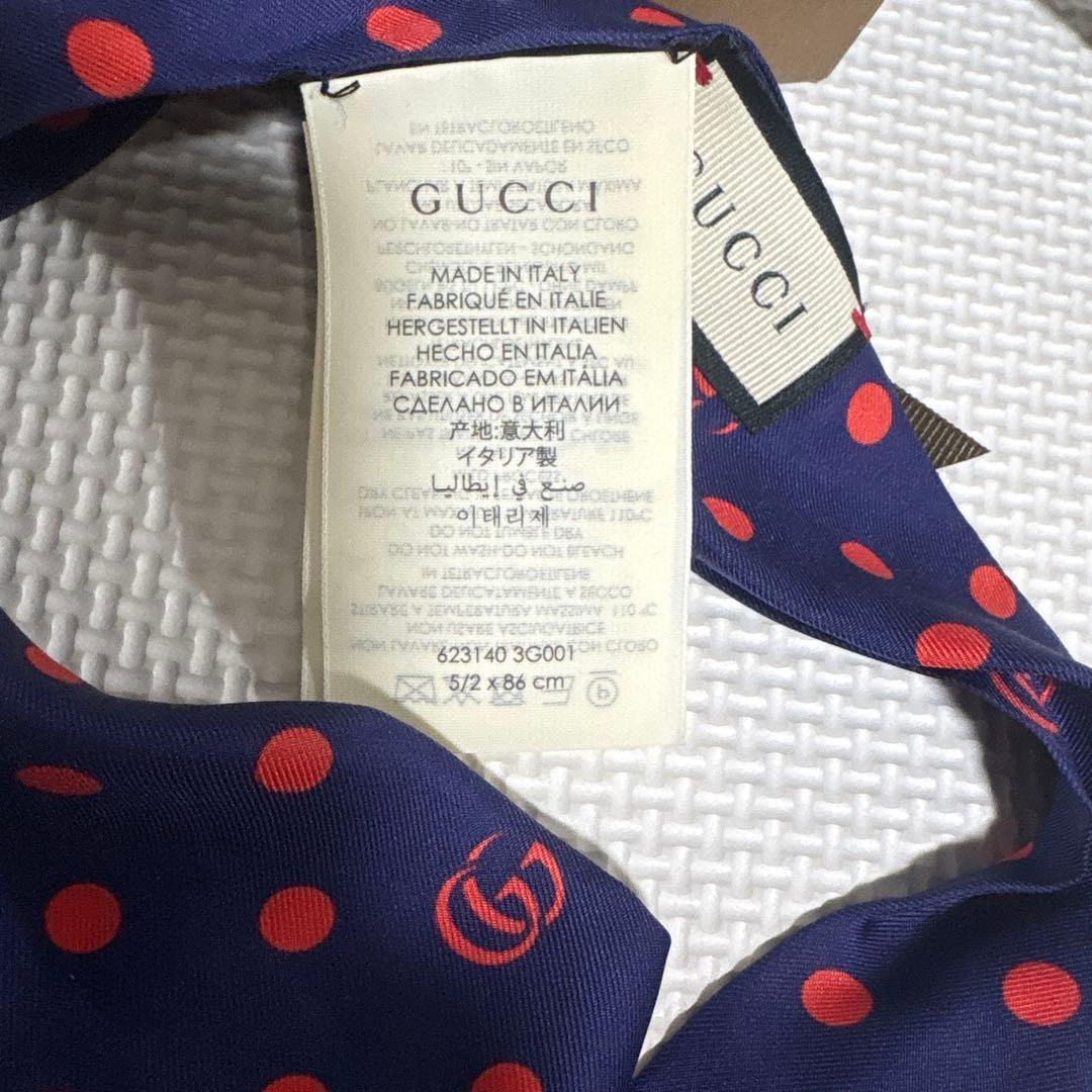 GUCCI ドット柄シルクスカーフ 51x6cm