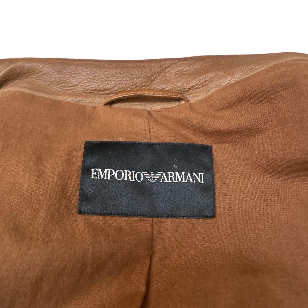 EMPORIO ARMANI ラムレザー　シングルライダースジャケット　XL