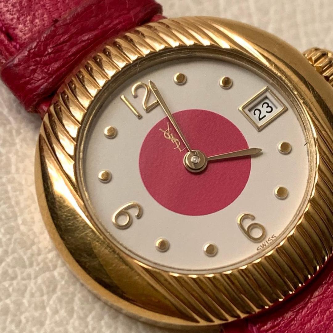 希少 稼動品 イヴサンローラン ビビット ホットピンク 腕時計ウォッチ YSL