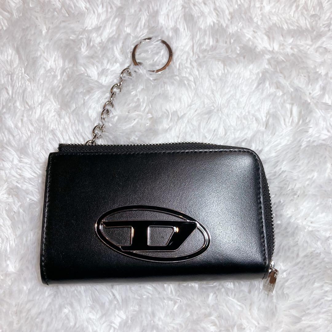 美品 DIESEL 牛革 ビッグロゴ 財布 ラウンドファスナー