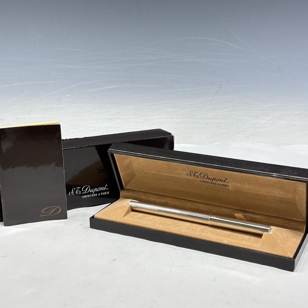 状態良【デュポン/S.T.Dupont本物】万年筆/シルバー/ペン先K18