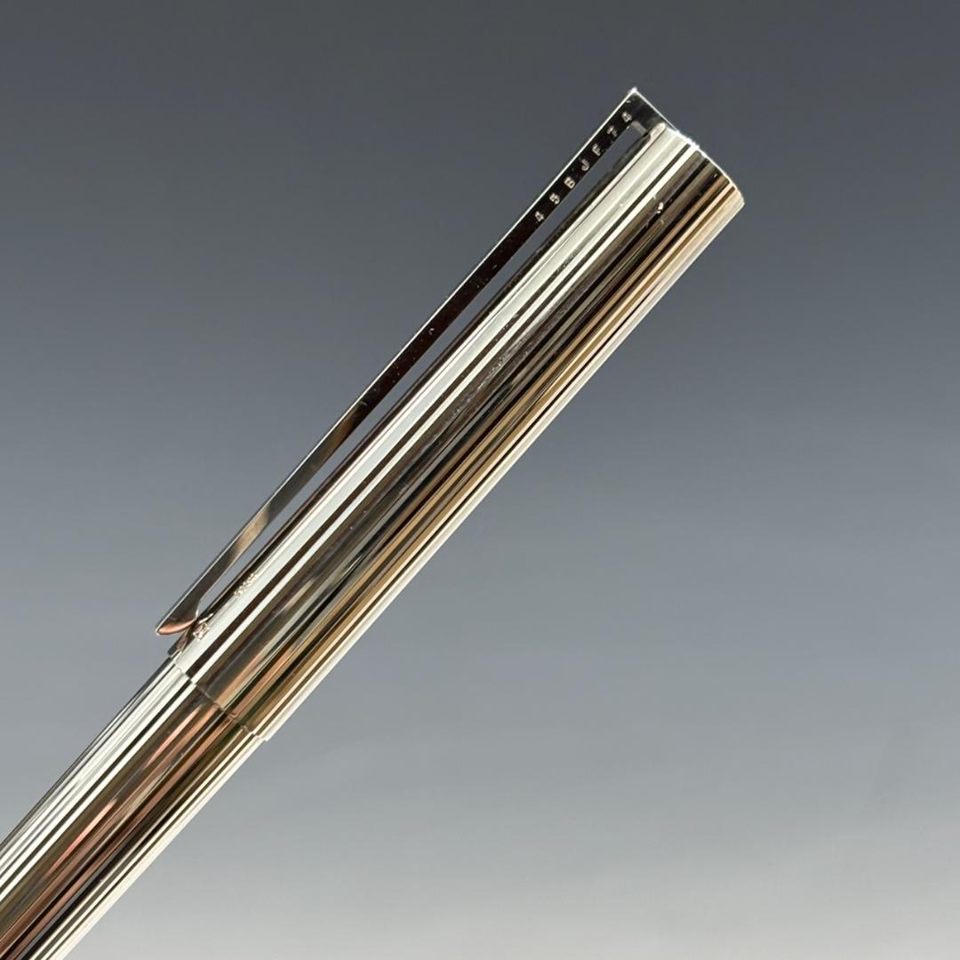 状態良【デュポン/S.T.Dupont本物】万年筆/シルバー/ペン先K18