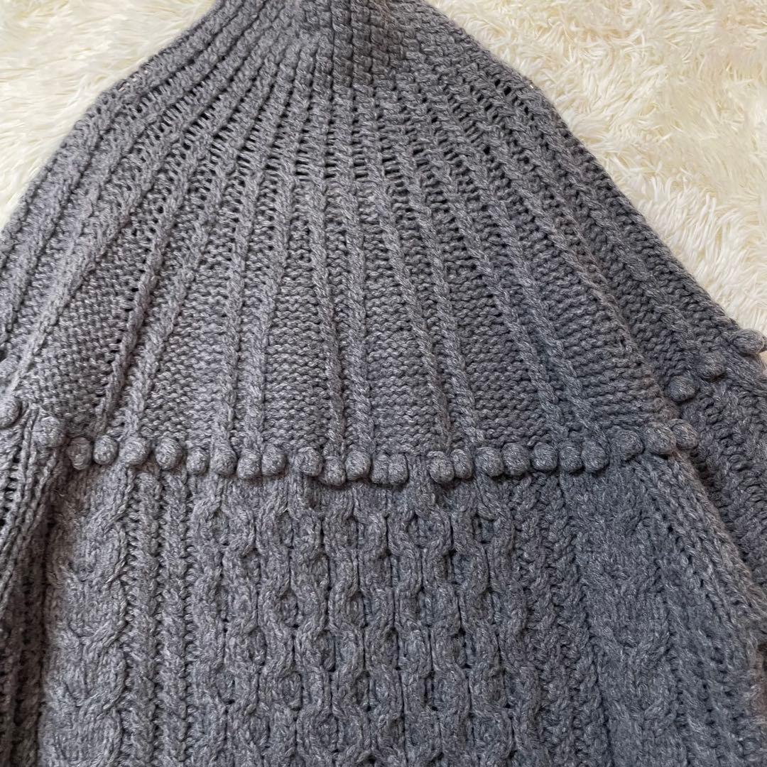 クラネ CLANE アーチケーブル ハンドニット グレー　ウール　美品　M