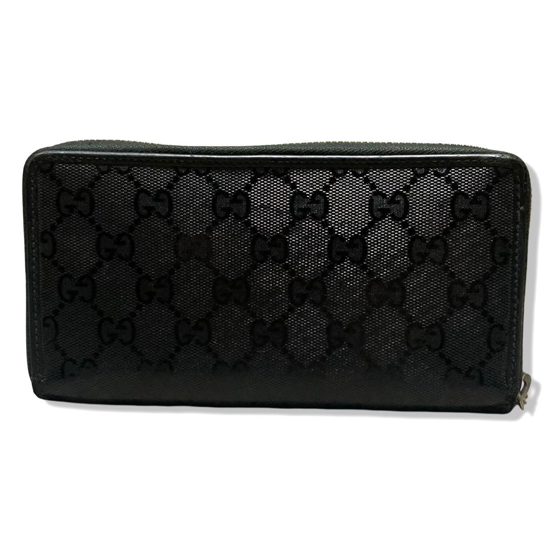 グッチ　長財布　ラウンドジップ　インプリメ　GG柄　インターロッキング　ブラック