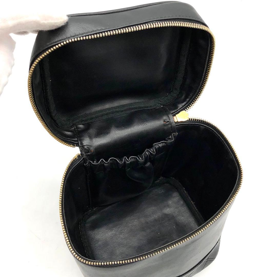 シャネル バニティバッグ ビコローレ ココマーク ゴールド金具 ラムスキン 黒