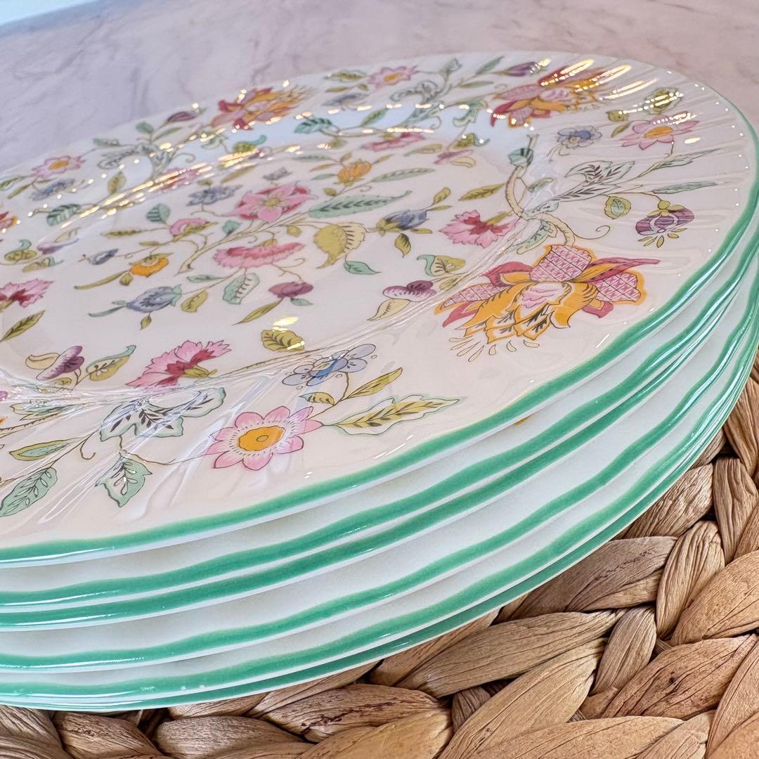 【美品】ハドンホール　グリーン　23cm 皿 ６枚セット ミントン