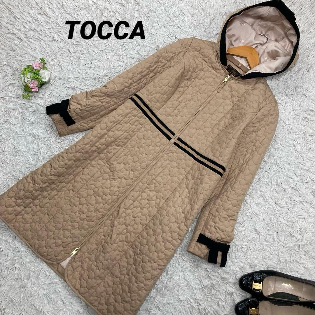 TOCCA トッカ 中綿入り フーディー キルティングコート 袖リボン