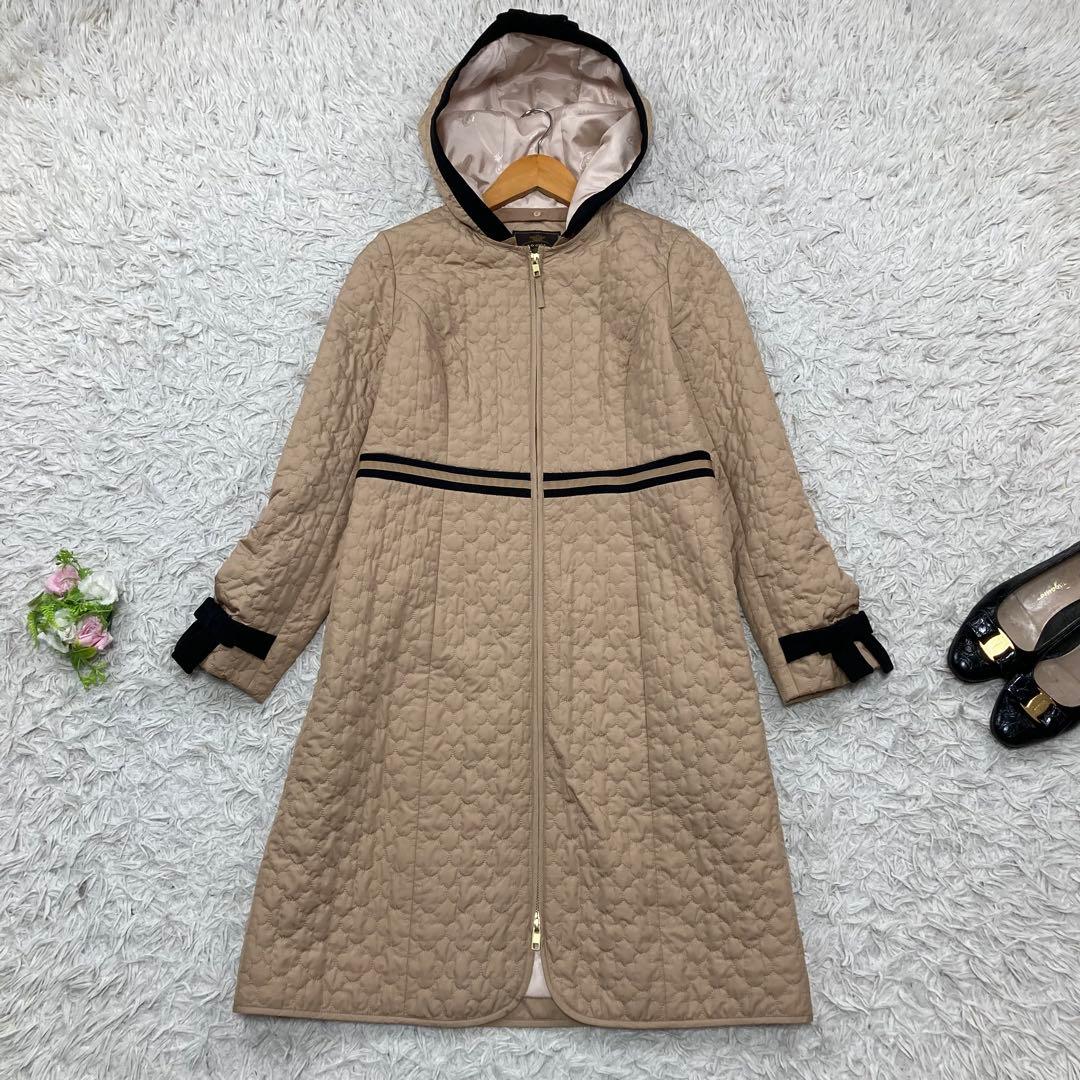 TOCCA トッカ 中綿入り フーディー キルティングコート 袖リボン