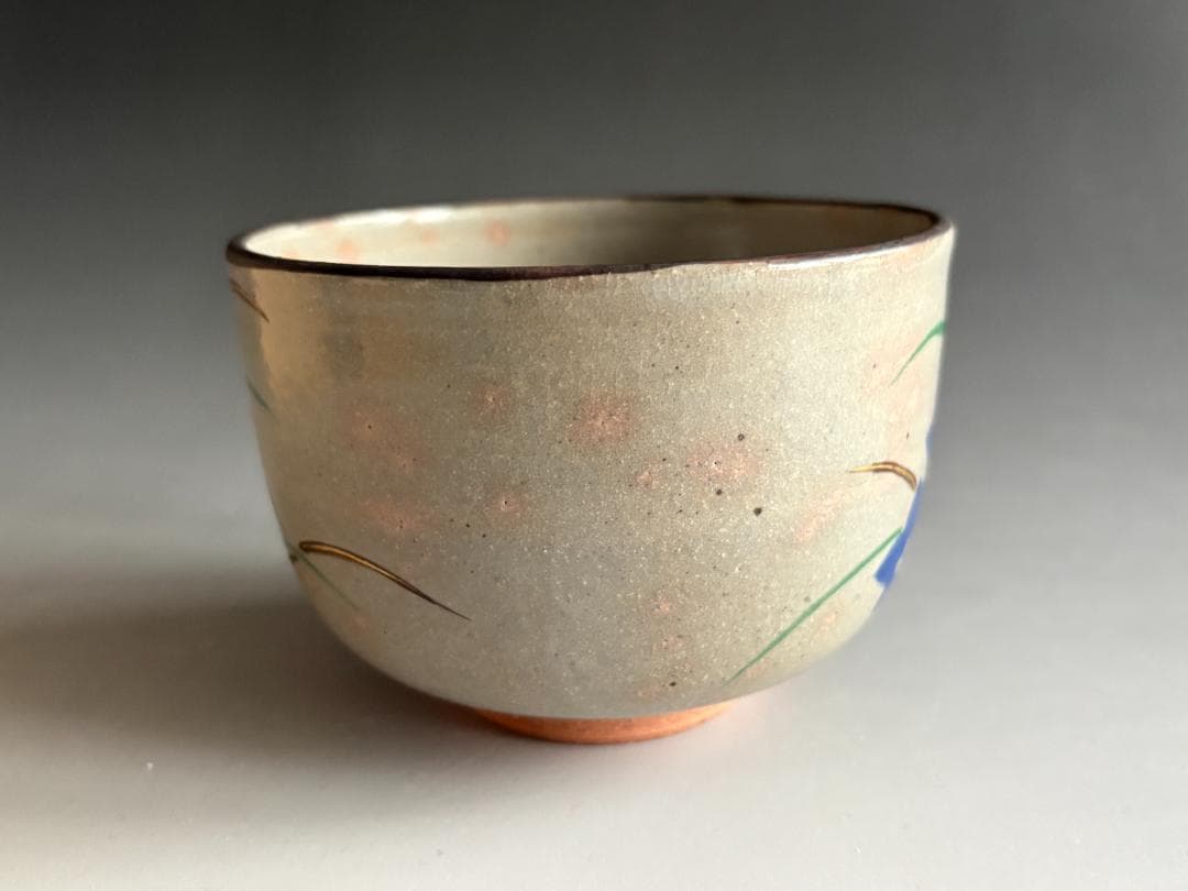 紫水釜　西村徳泉　乾山写　桔梗の絵　茶碗　茶道具