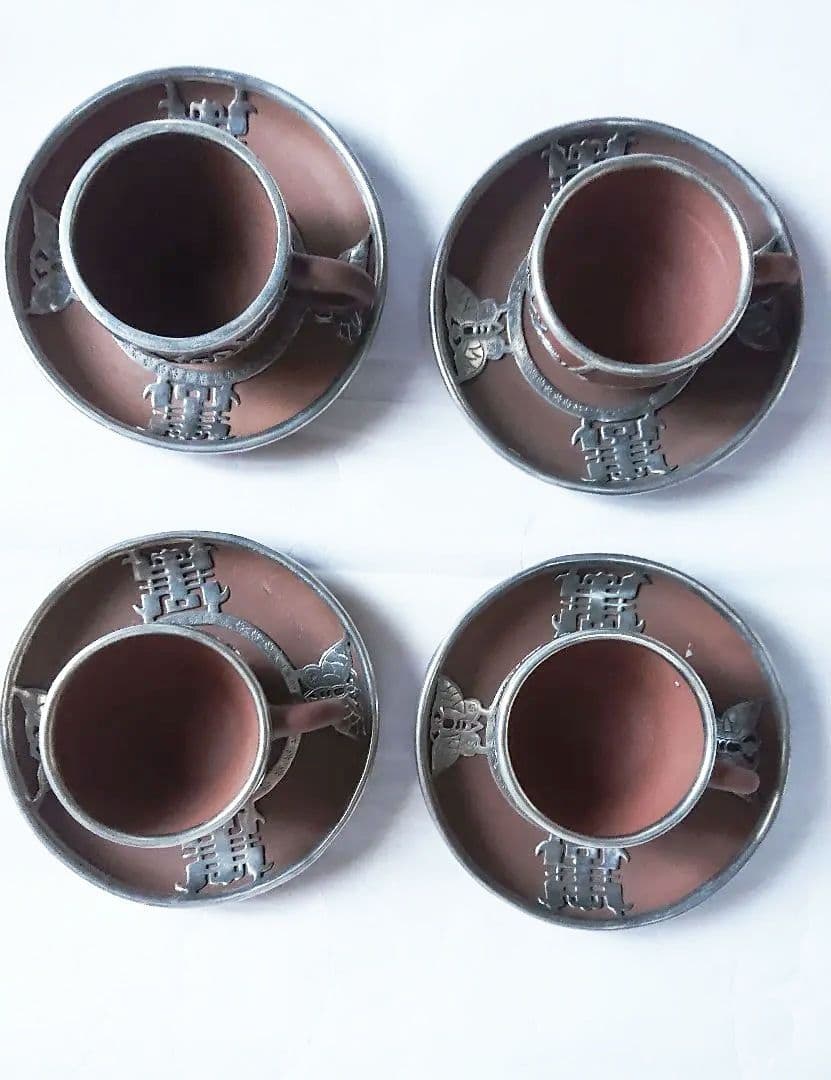 中国茶器セット カップ&ソーサー・急須 紫砂錫細工・装飾 威海新和城