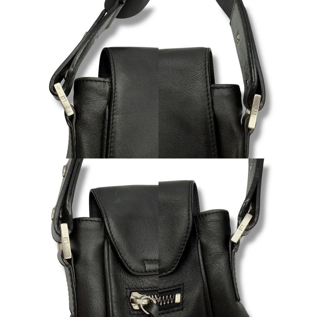 dunhill ダンヒル ショルダーバッグ レザー フラップ クロスボディ 黒