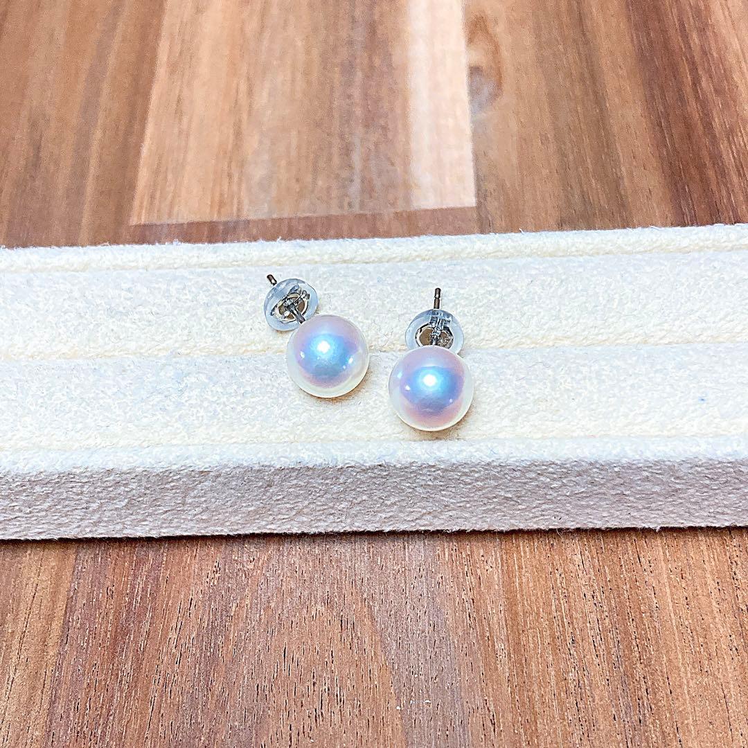 【新品・百貨店商品／総本店】1957出た！ブルーピンク天女級PTアコヤ真珠ピアス