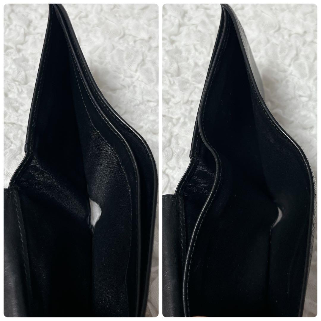 箱付美品✨LOEWE アナグラム　レザー 二つ折り財布　ロエベ　小銭入れ付　黒