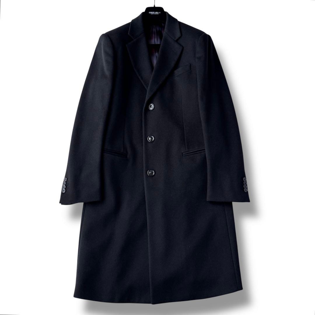 ジョルジオ アルマーニ 黒タグ チェスター コート ブラック 黒 46 M〜L程