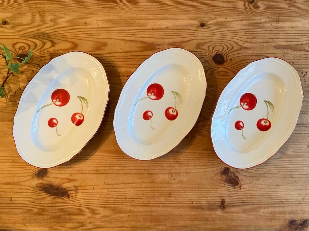 ジノリ　アンティコチェリー　オーバルプレート×3