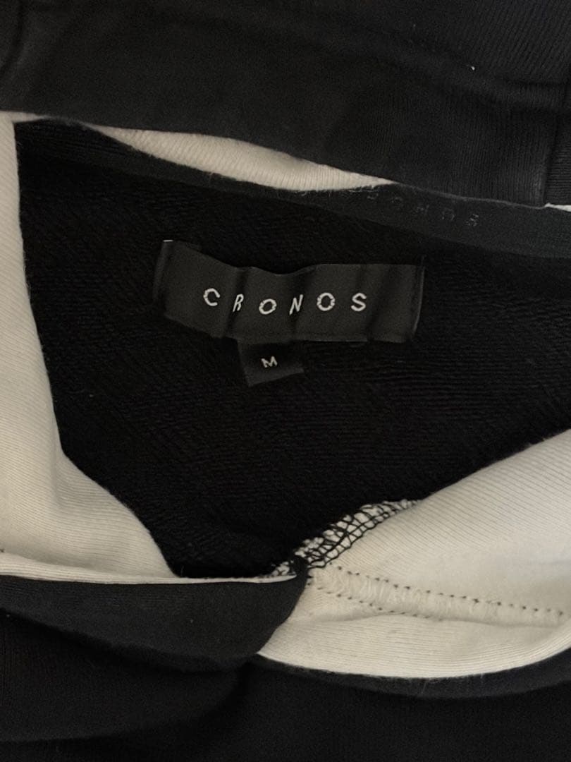 CRONOS フード付きパーカー M 黒/白