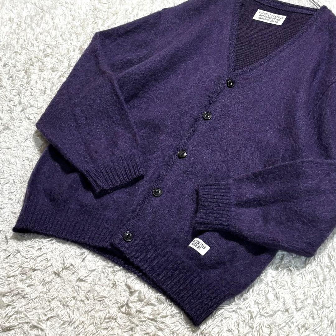 【美品】 ワコマリア プレミアム モヘア ニット カーディガン パープル L
