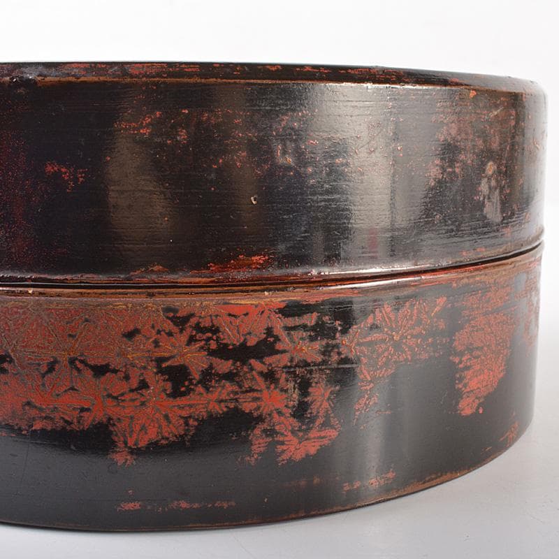 古民具　時代漆器　根来塗　食籠　菓子器　蓋物　D　R7544