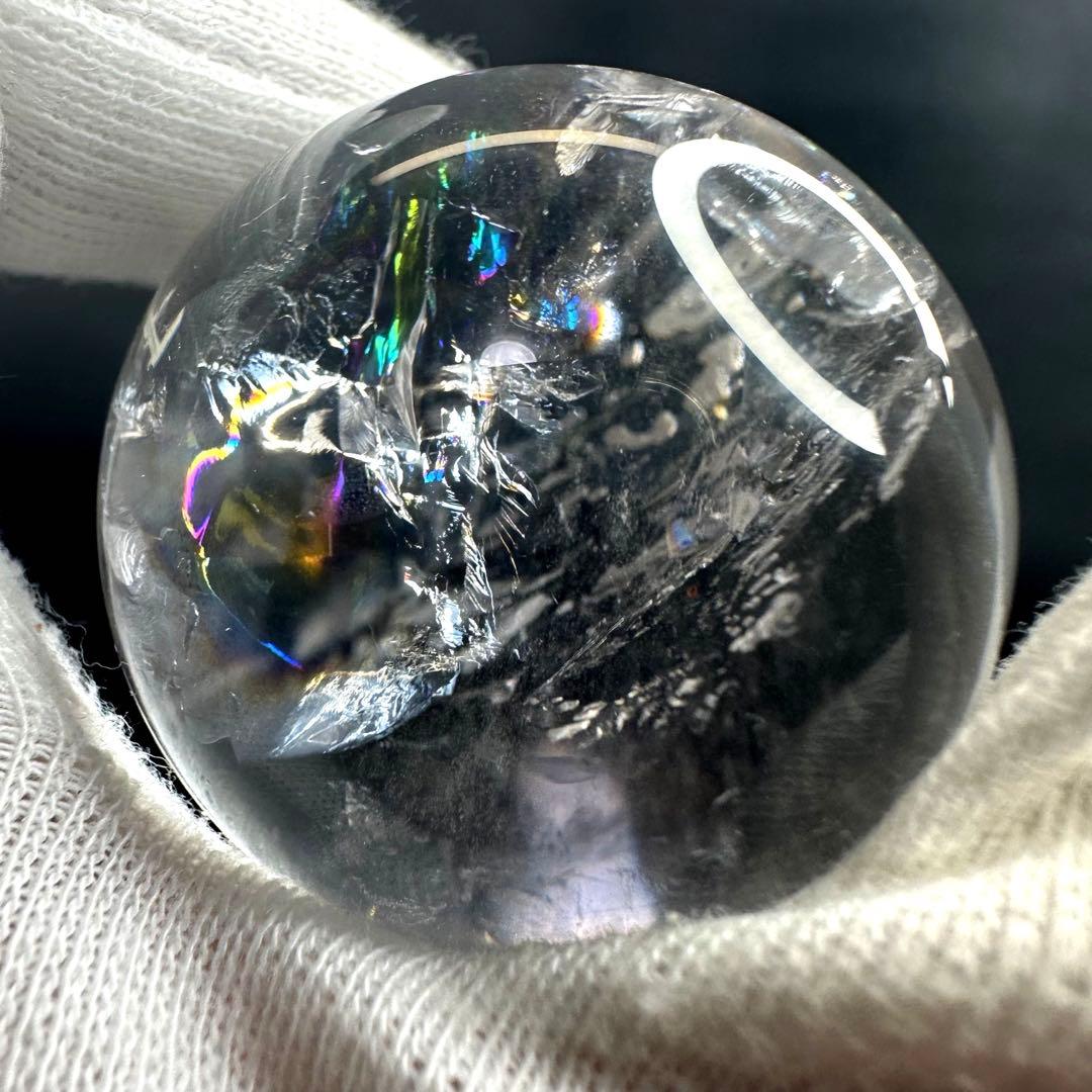 ヒマラヤ水晶 丸玉 虹入り 天然石 パワーストーン☆パワー浄化 A870