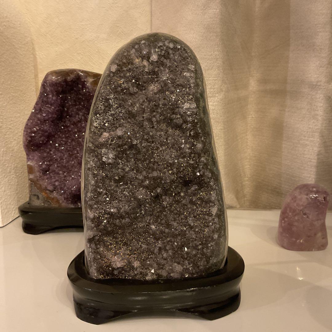 ウルグアイ産 グレー アメジスト 天然石 原石 水晶 クラスター