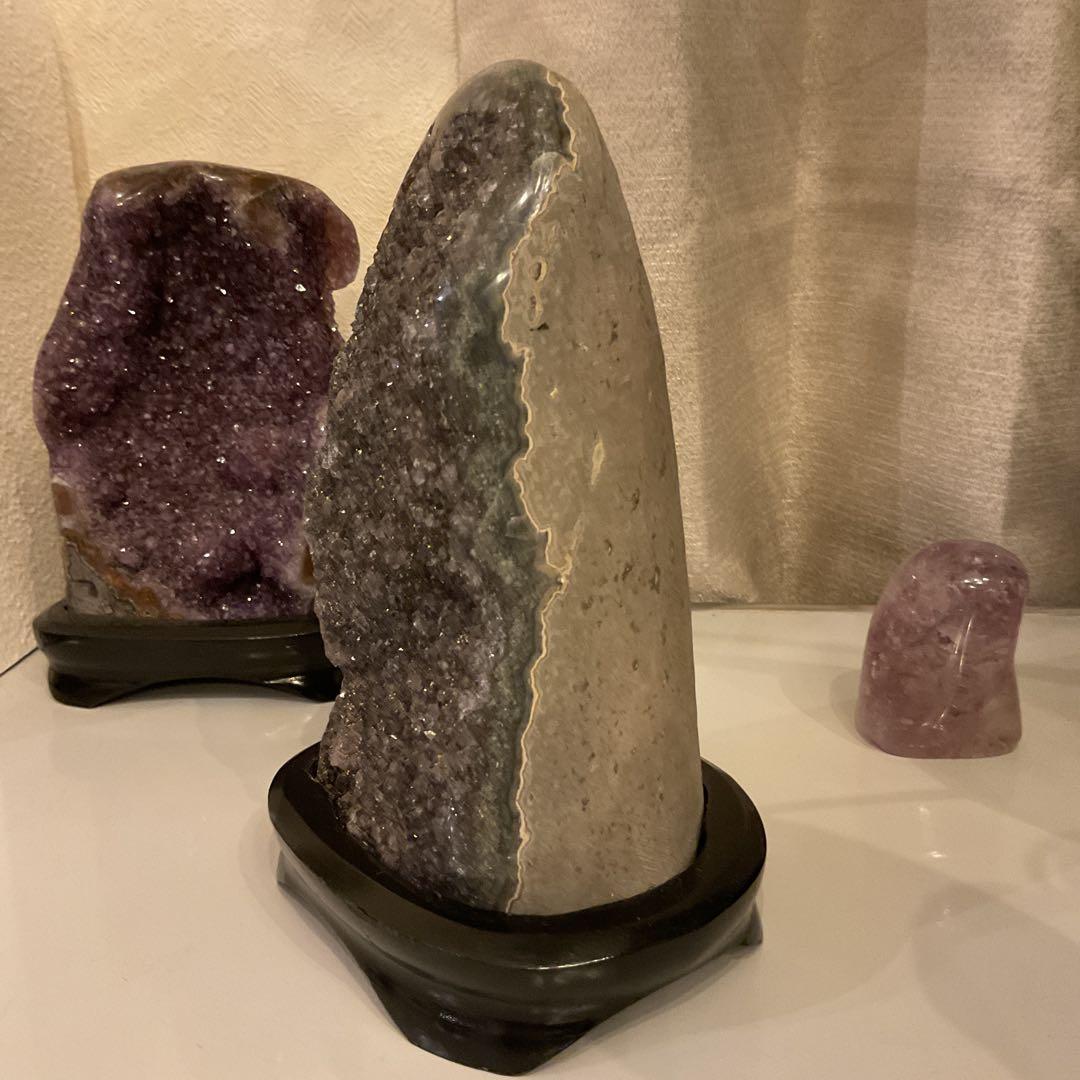 ウルグアイ産 グレー アメジスト 天然石 原石 水晶 クラスター