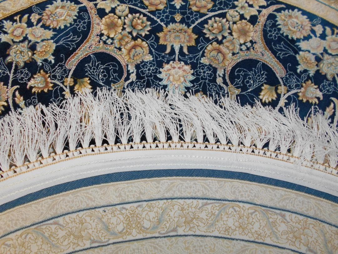 最後の一枚！225万ノット、本場イラン産 絨毯！円形150cm‐201641