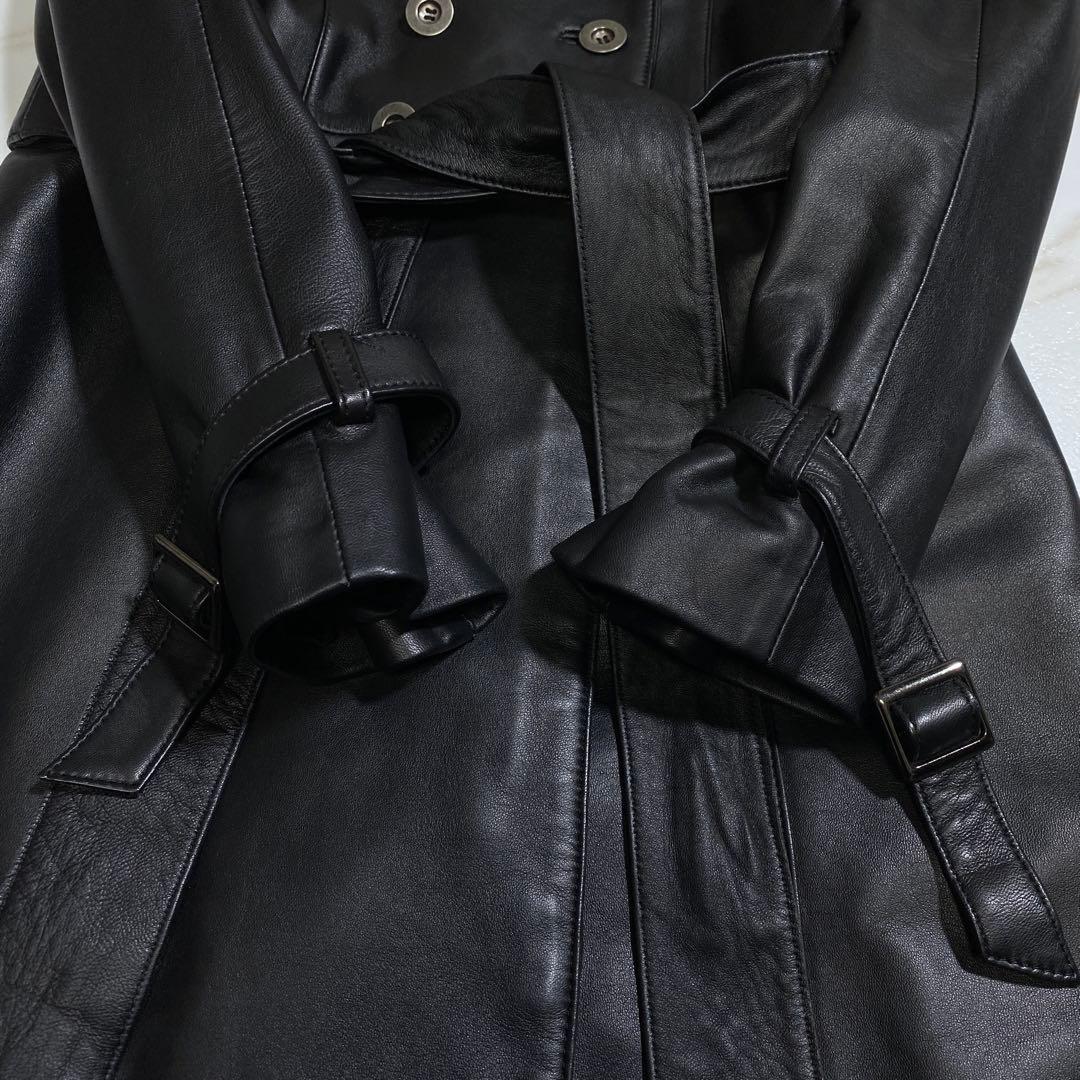 極美品♡SUNROSE 羊革 光沢 ラムレザーダブルトレンチコート 高級本革