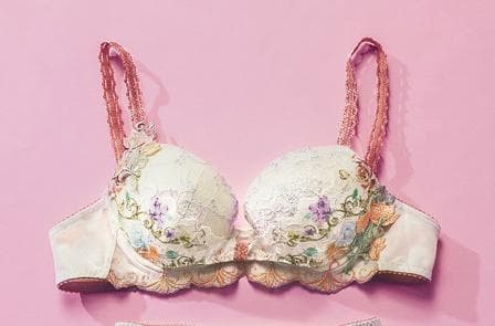 ワコール ルジェ ブラジャーD70 & ソングショーツML 白オレンジ花柄