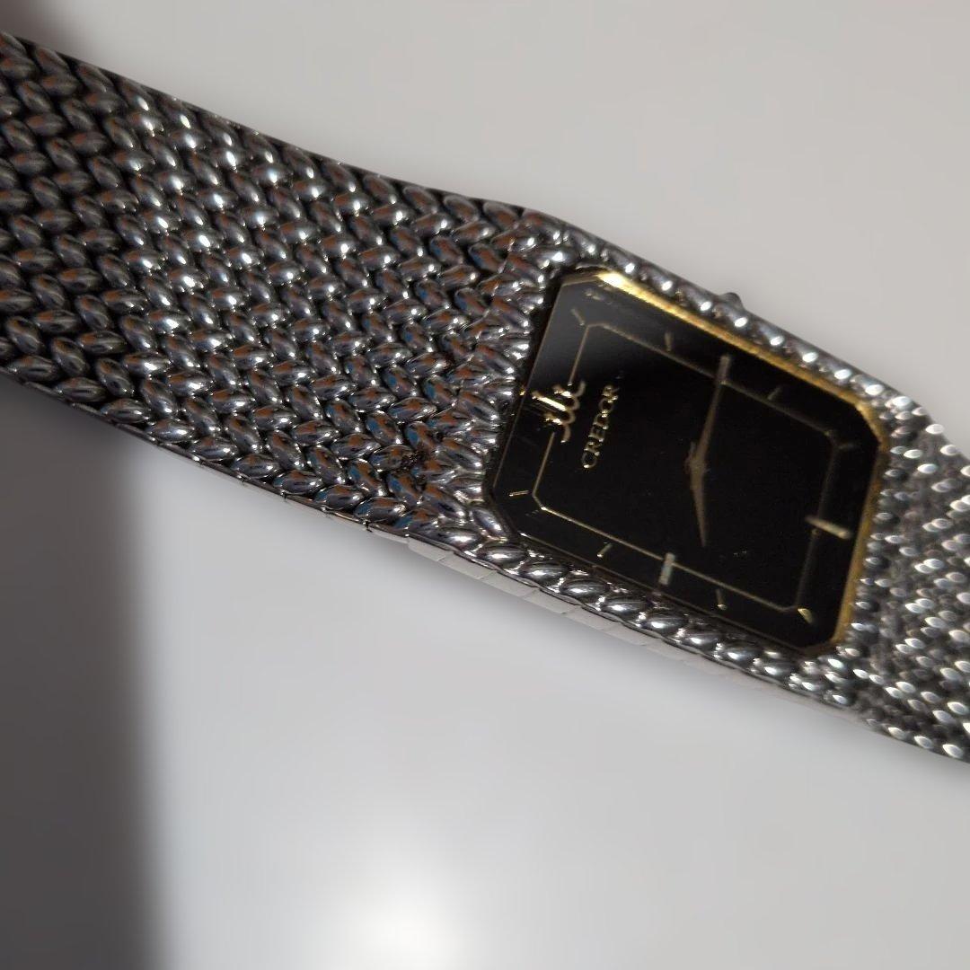 ジャンクCREDOR シルバー メッシュ ブラックダイヤル 腕時計