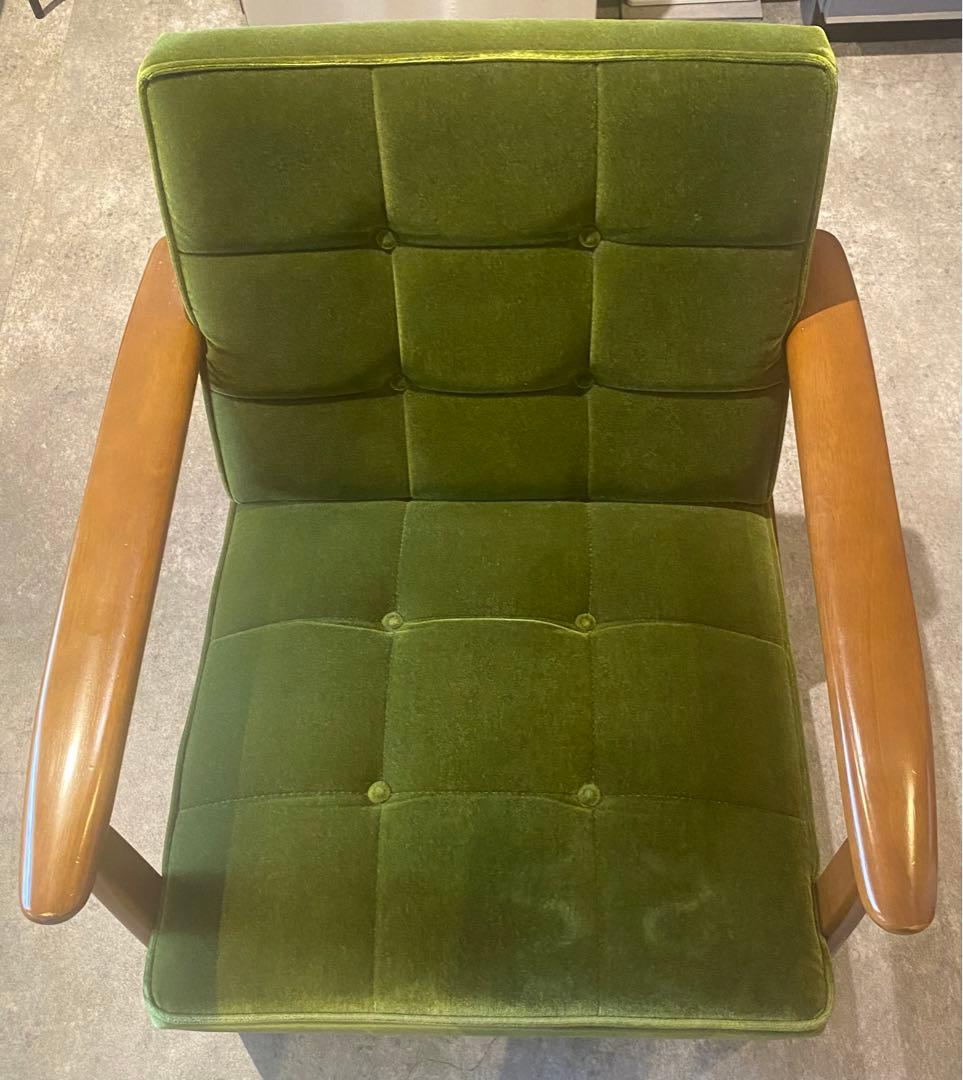 カリモク60 Kチェア　モケットグリーン　1シーター（送料5,000込）