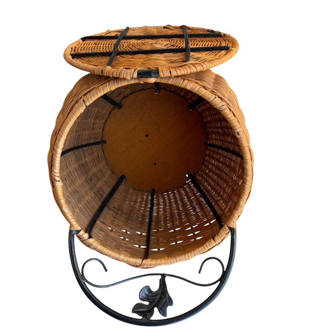 【希少】ラタンドレッサー ラタン収納スツール アイアンミラー3点セット 猫脚