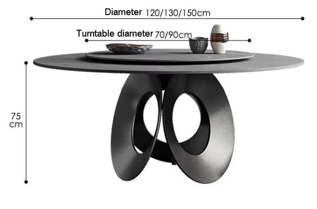 ダイニングセットテーブル150cm＋チェア6脚&ターンテーブル