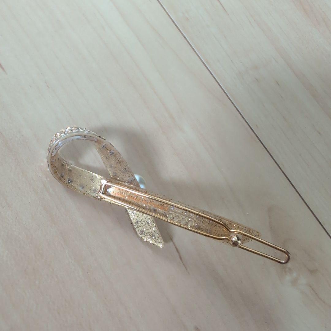 リボン型パール装飾ヘアピン　アレクサンドルドゥパリ