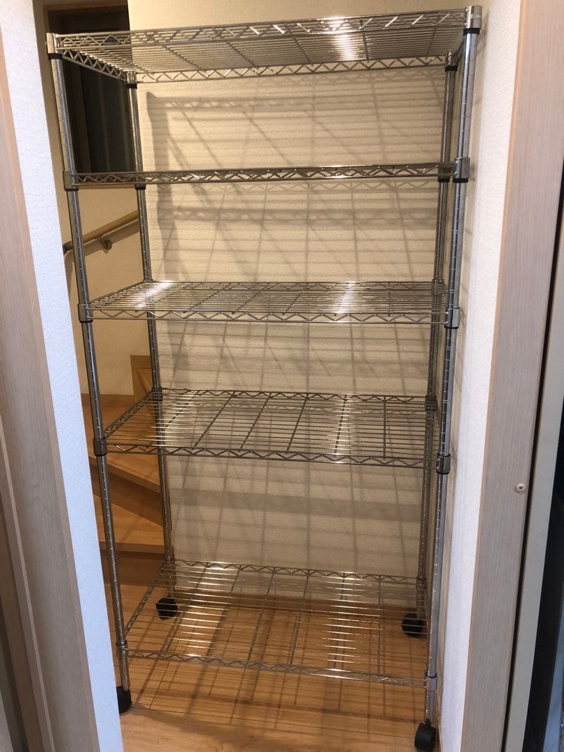 本日限定お値引‼️⑧5段 180cmスチールラック シルバー キャスター付き