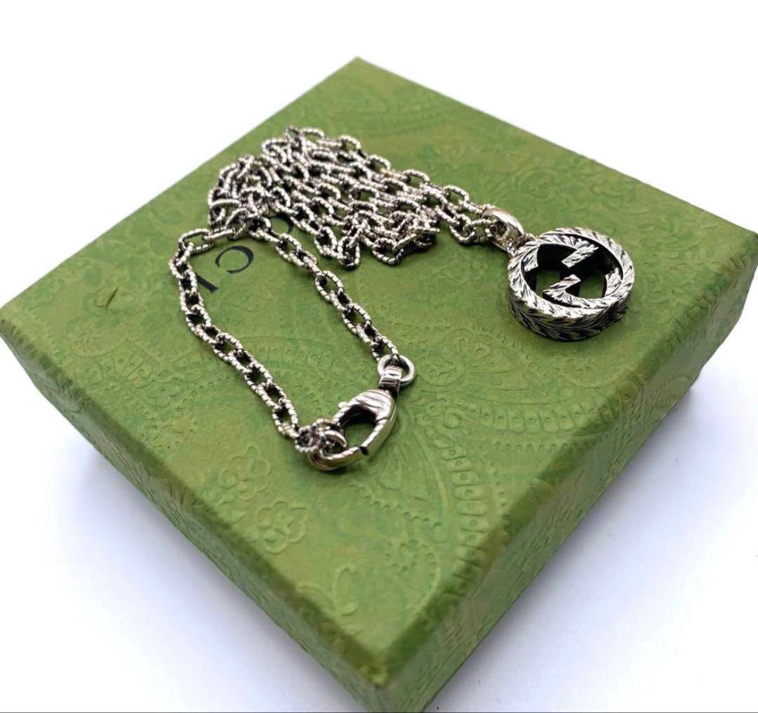 GUCCI ネックレス インターロッキング　アラベスク　いぶし銀　GG