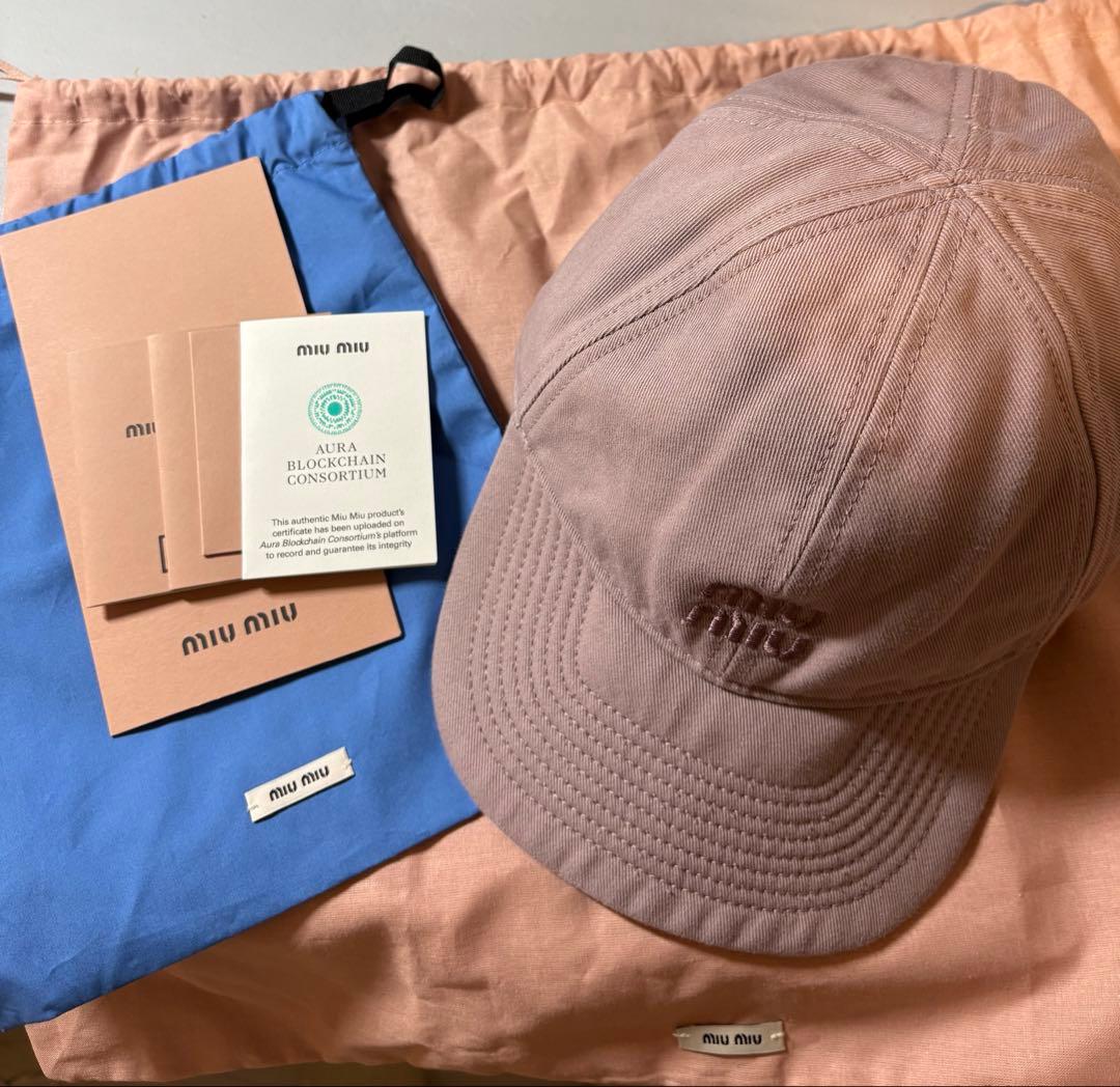 miu miu ドリル ベースボールキャップ パープル サイズS