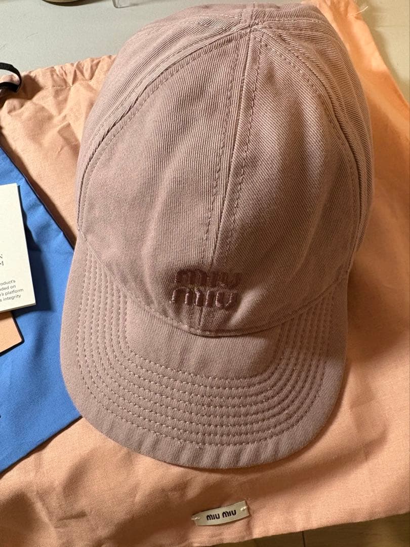 miu miu ドリル ベースボールキャップ パープル サイズS