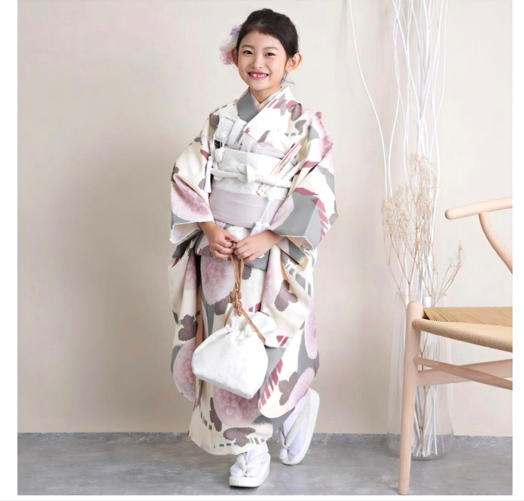 ひよこ商店 utatane 七五三 着物 7歳 ニュアンスカラー着物フルセット