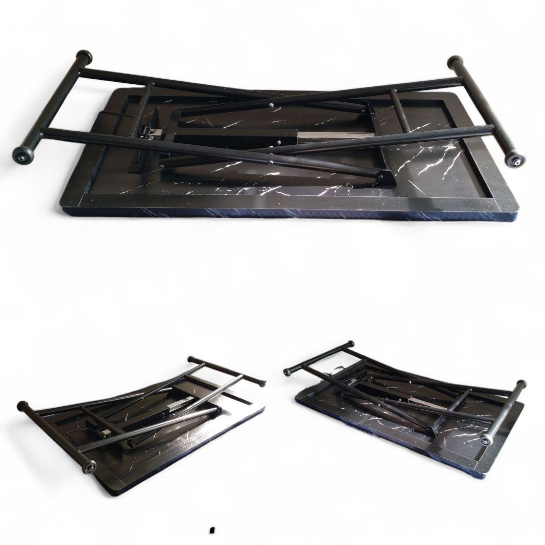 昇降式 テーブル　リフティングテーブル　110 × 60　マーブルストーン調