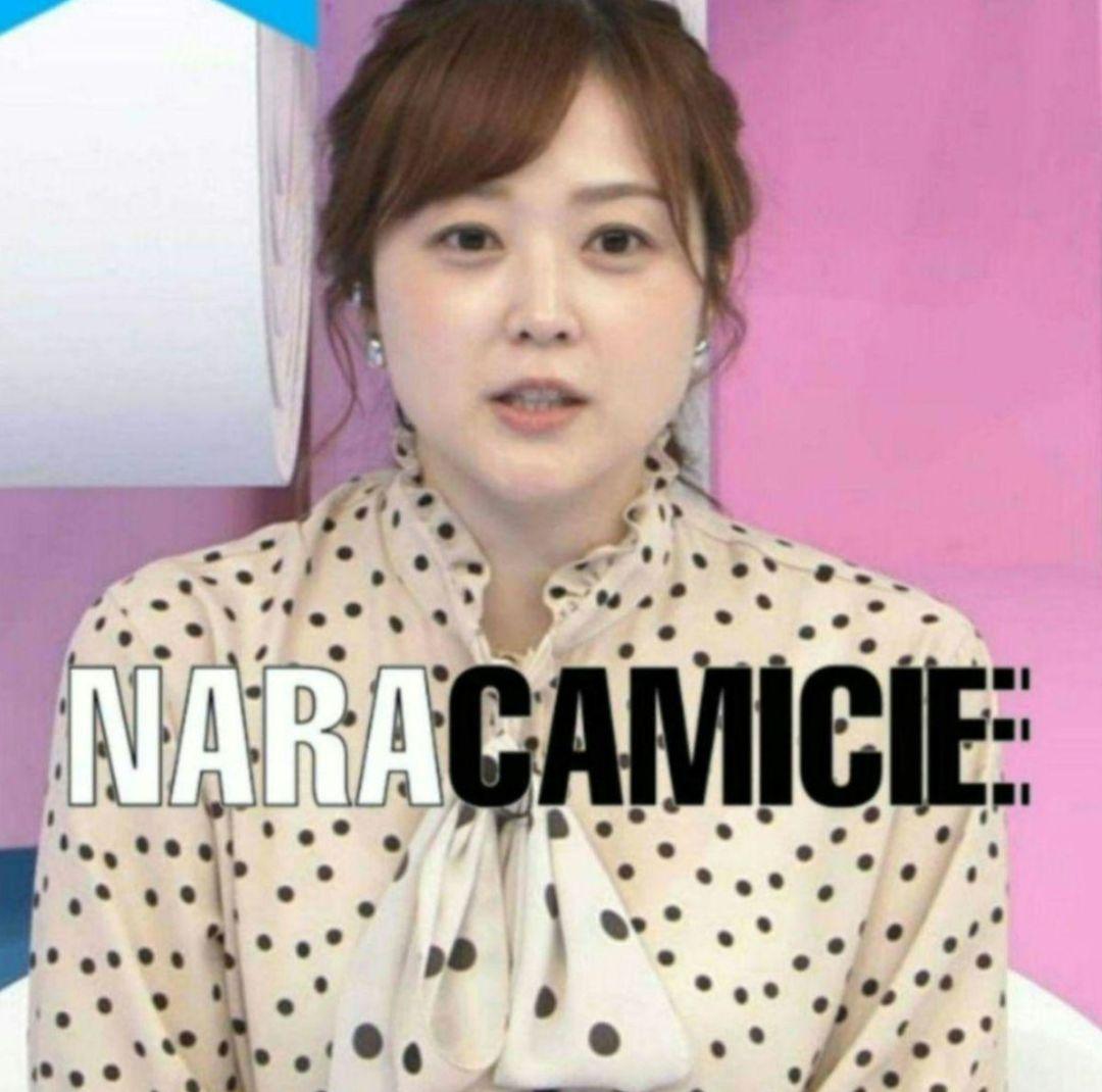 【極美品25300円】ナラカミーチェ♦️女子アナ✨大きめ✨ミックスドットボウタイ