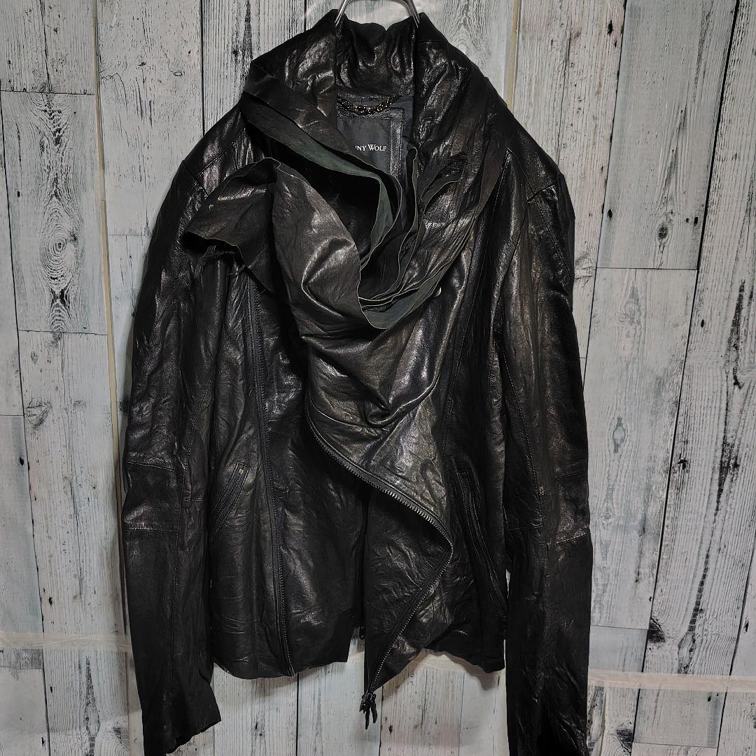 sandwich Johnny Wolf ドレープレザージャケット 変形襟